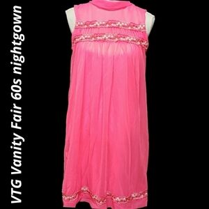 Vintage 60s/70s Vanity Fair Neon Day Glow Pink Negligee Sexy EUC